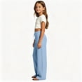 thumbnail image 3 of XIYNBAOK Girls Linen Dress Pants Drawstring Loose High Elastic Waist Hiking Trousers Kids Teen Casual Athletic Preppy Sweatpants Schoolwear, 3 of 4