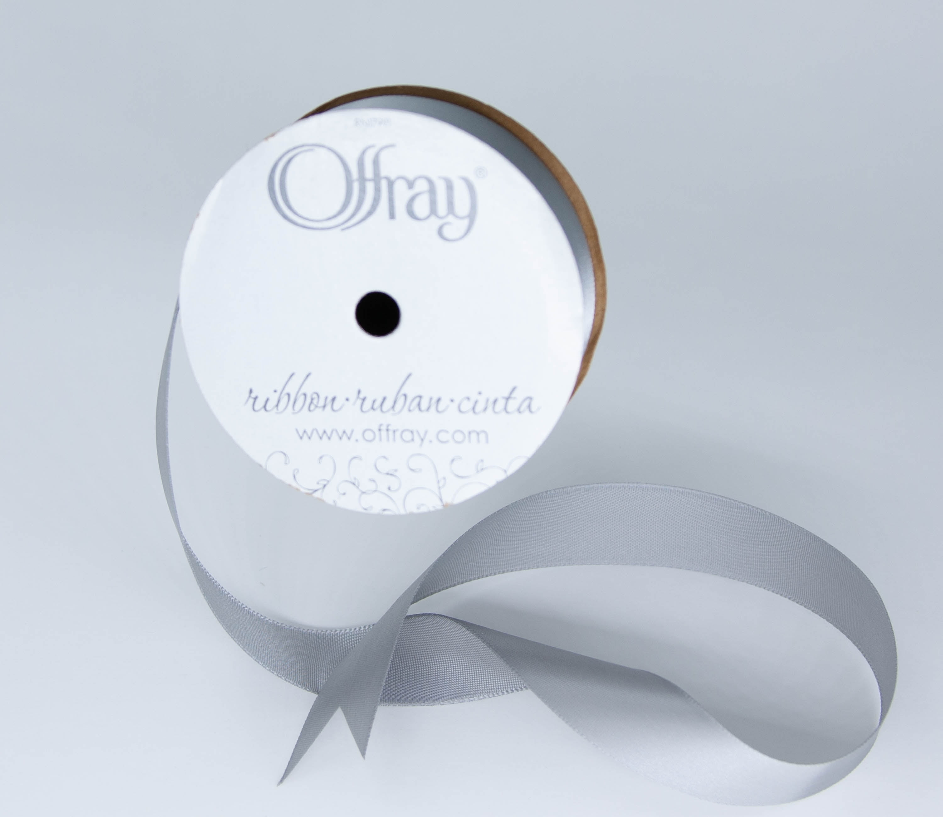 (4 pack) Offray Ribbon, Opal Gray 7/8 inch Single Face Satin Polyester Ribbon, 18 feet