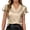 Beige, variant on Women's Blouse V-Neck Flutter Short Sleeve Satin Look Pleated Officewear Dressy Top