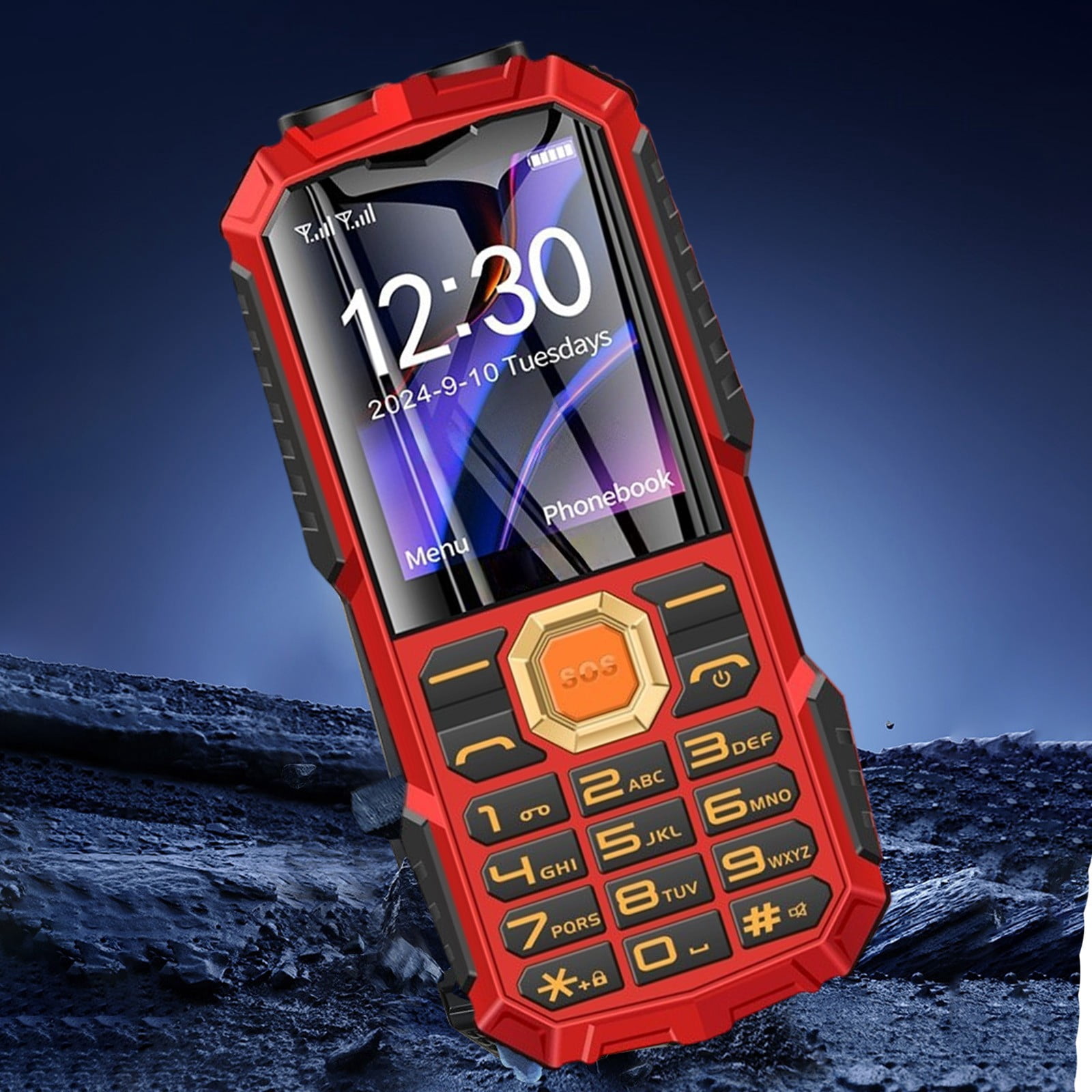 AUHomi Unlocked Cell Phone, Dual SIM Big Button Rugged Phone, Easy to Use Mobile Phone with Large Capacity Battery, Flashlight, SOS Key, Big Speaker, Calendar, Alarm Clock, Calculator, Red