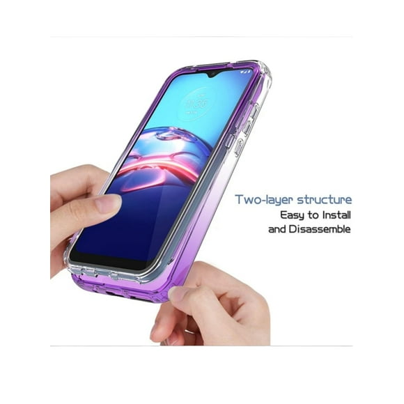 Funda 360 Degradada Uso Rudo Cely Vesmir Para Motorola One Hyper Morado Más 2 Micas De Pantalla