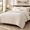 Cream White-stripe Patchwork-Queen (90"x90"), variant on Cream White-stripe Patchwork Queen (90"x90") Plush Fleece Comforter