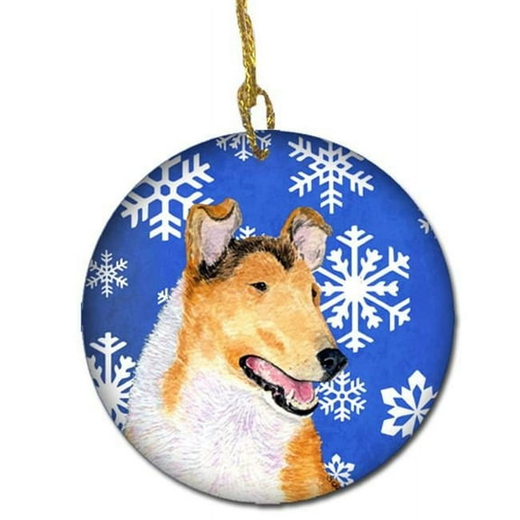 Collie Smooth Winter Snowflakes Holiday Christmas Ceramic Ornament