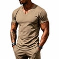 thumbnail image 3 of Jalioing Short Sleeve Workout Tops for Men Breathable Quick Dry Muscle Tee Solid Color V Neck Summer Casual Sport Shirt, 3 of 9