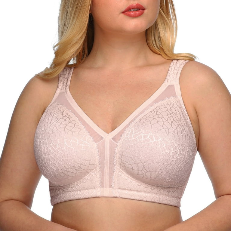 Exclare Women's Full Coverage Plus Size Comfort Double Support Unpadded  Wirefree Minimizer Bra(Pink,48G) 