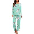 thumbnail image 1 of Women's Long Sleeve Sleepwear Soft Crew Neck Pyjama Set,Mint Green, 1 of 5