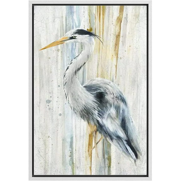 wall26 Framed Canvas Print Wall Art Pastel Watercolor Streak Crane Bird Nature Wilderness Illustrations Modern Art Decorative Rustic Relax/Calm for Living Room, Bedroom, Office - 16"x24" Wh