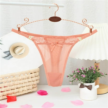 Underwear Women Pack Wicking Lace Sexy Traceless Low Waist Thong Mesh See Through Brief Blissful Benefits Cotton Panties