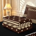 thumbnail image 6 of Manfei Vintage Plaid Zipper Twin Comforter Sets with Fitted Sheet and 2 Pillowcases,Cute Polka Dot Zipper Bedding Set,Brown Yellow,Black Reversible,4pcs, 6 of 8