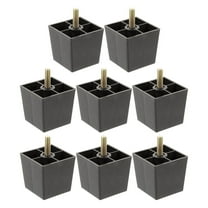 TABLZONE 8Pcs Screw on Black Sofa Leg Replacements Adjustable Height Square Furniture Feet for Living Room