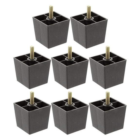 TABLZONE 8Pcs Screw on Black Sofa Leg Replacements Adjustable Height Square Furniture Feet for Living Room