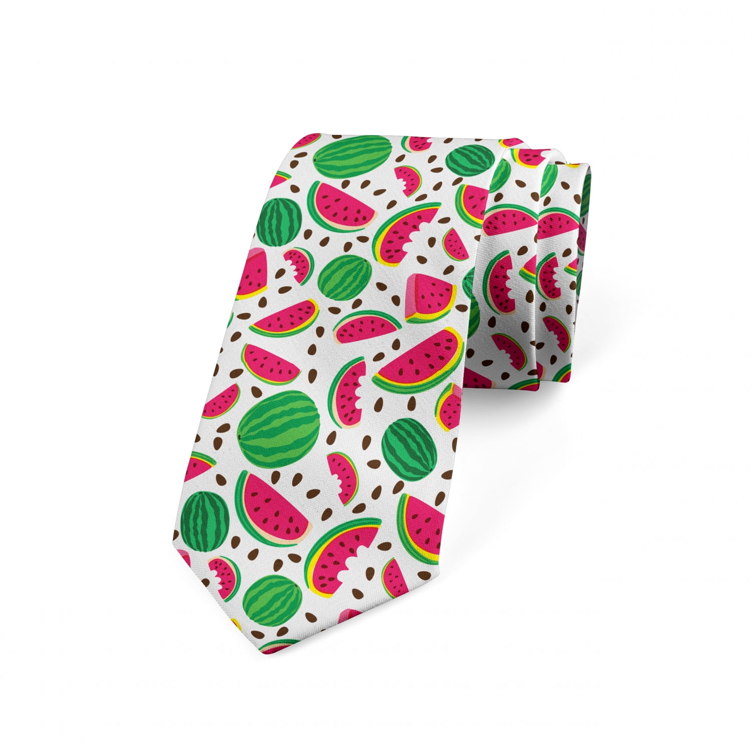 Pink Small Watermelon Slices 3" Blue Skinny Tie Luxury Fashion Designer Necktie 