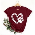 thumbnail image 4 of Pisexur Hauts pour Femmes T-Shirt Graphique de la Saint-Valentin - Col Rond Manches Courtes Imprimé Vin,G, 4 of 5