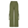 thumbnail image 5 of qolati Cargo Pants Women Y2k High Waist Front Ruched Parachute Pants Straight Wide Leg Baggy Pants with Multiple Pockets, 5 of 7