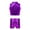 Purple, variant on Girls Shiny Metallic Dance Gym Workout Outfits Mock Neck Tank Top and High Waist Shorts Bottoms Set Blue Green 12