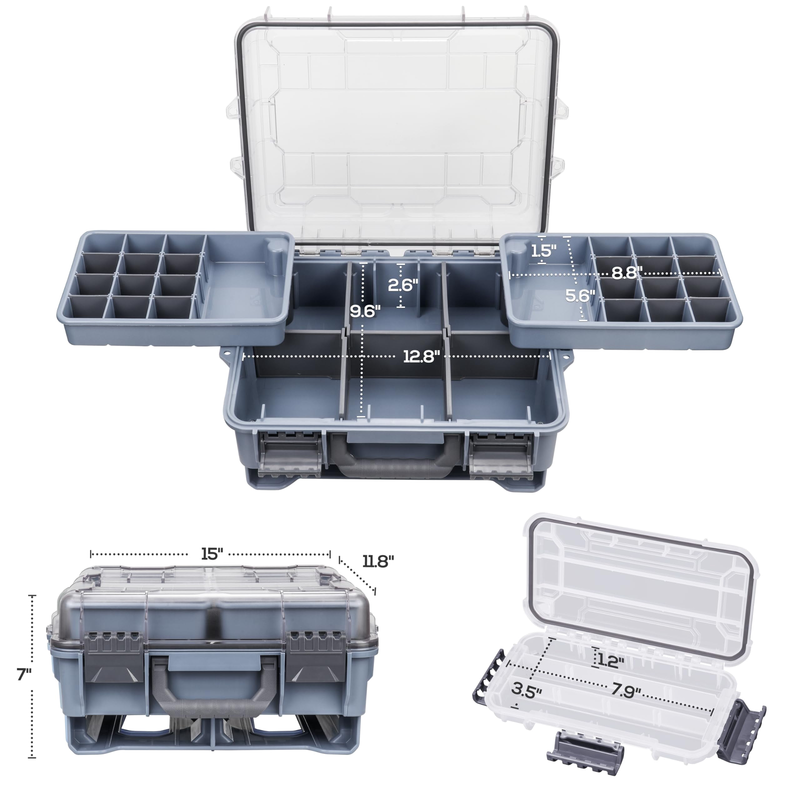 Universal Fishing Tackle Box With Two Small Tray  Removal Inside Design Waterproof Trunk Storage Thicker Floating Airtight Stowaway Xmas Surprise Gifts For Men Women