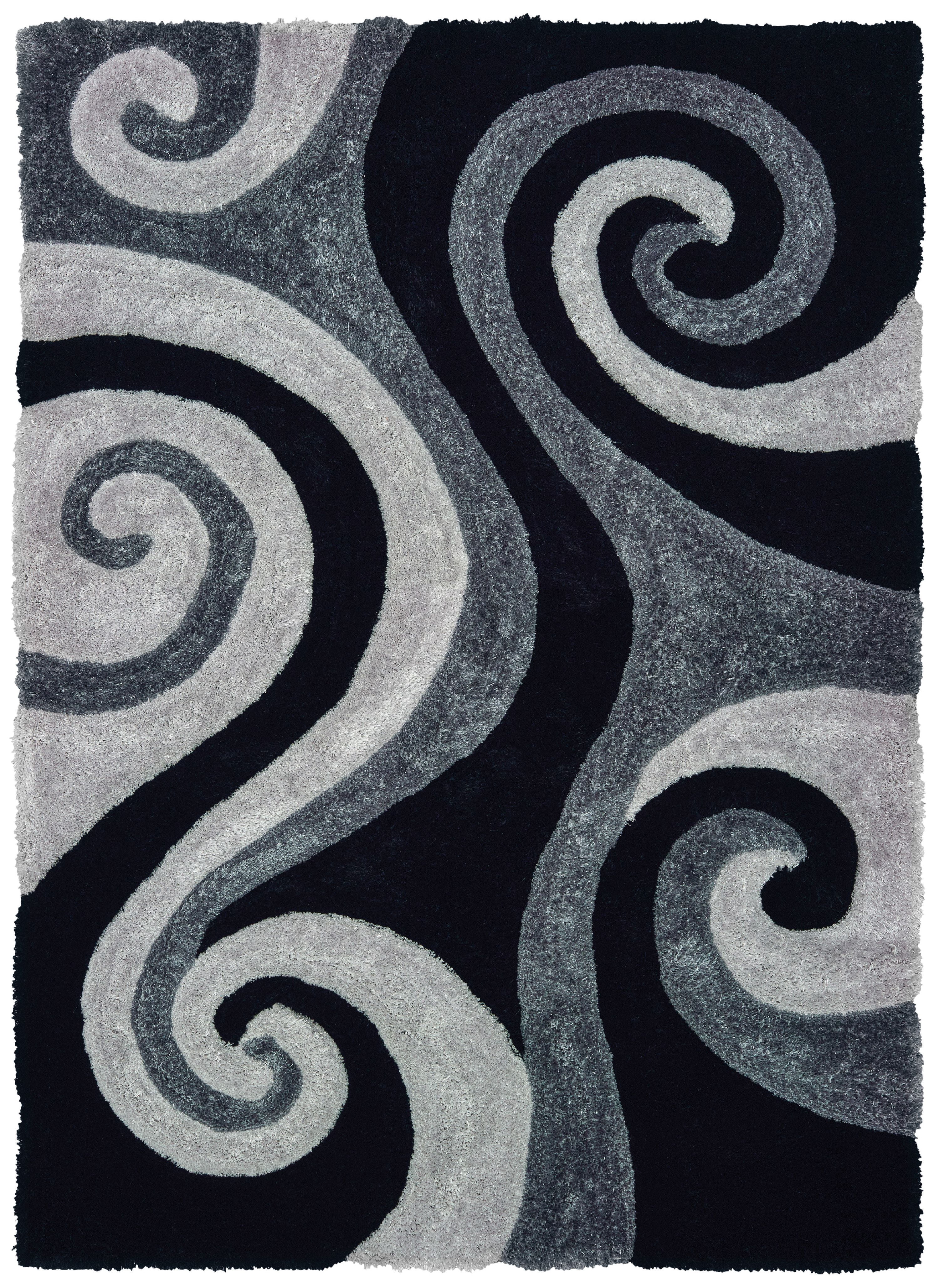 United Weavers Veria Cissa Shag Black Hand Carved Polyester Area Rug