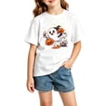 thumbnail image 2 of Zylarhe Boys Halloween Shirts Short Sleeve Crewneck Casual Summer Fashion Top with Cute Print for Kids White 13-14 Years, 2 of 4