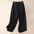 thumbnail image 2 of WCMZJ Wide Leg Trousers Pants for Women Elastic Waisted in The Back Business Work Button Long Casual Palazzo Pants Black L, 2 of 7