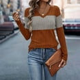 thumbnail image 2 of QASIEATN Sweaters for Graceful Ladies Fashion, Autumn Tops Lightweight Casual Pullover Sweater V Neck Long Sleeved V Neck Patchwork Color Blocked Long Sleeved Sweater, Womens Fall Tops, 2 of 5
