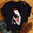 thumbnail image 2 of Nuevas camisetas de moda para mujer, camiseta con estampado de princesa Punk, ropa de manga corta, camiseta Kawaii de Disney, camisetas para mujer, ropa de calle, 2 of 5