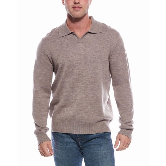 Magaschoni mens  Wool-Blend Johnny Collar Sweater, XL, Brown Multi