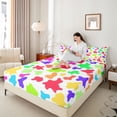 thumbnail image 4 of Homewish Colorful Cow Print Girl Boy Full Size Sheets 4-Piece,Farmhouse Animal Breathable Bed Sheets,Abstract Gradient Geometric Lightweight Sheet Sets,Super Cozy Room Decor, 4 of 7