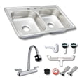 thumbnail image 1 of Fregadero Tarja Tina Doble Acero Inox 84x48 Con Kit Mez Flex, 1 of 5