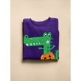 thumbnail image 3 of Funny Crocodile W Pumpkin  Sweatshirt Men -Image by Shutterstock, Male 5X-Large, 3 of 4