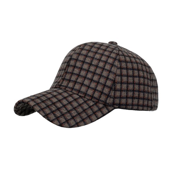 Yuanlong Unisex Plaid Baseball Cap Classic Grid Pattern Sun Hat Adjustable Winter Wind Blocking Casual Daily Travel Headwear