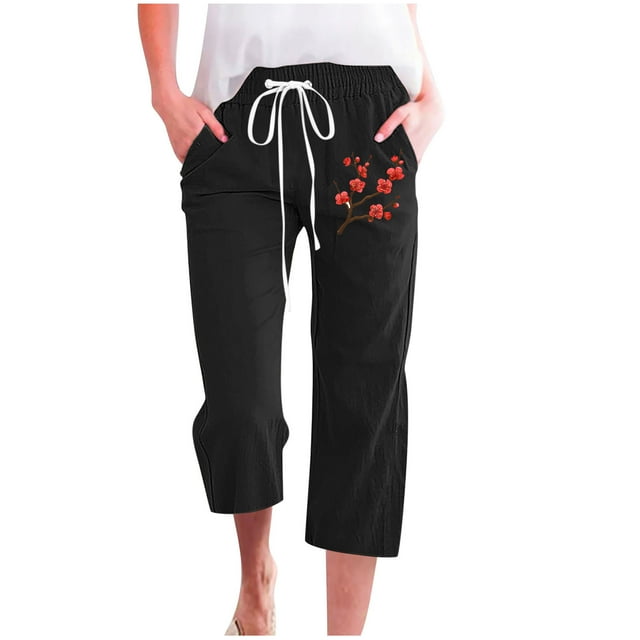 Pantalones de Mujer Casual, Impresión Elástica Suelta Pantalones de Pierna Ancha Recta con Bolsillo Hecho de Poliéster Suave para Toda la Temporada, Pantalones de Pierna Ancha de las Mujeres