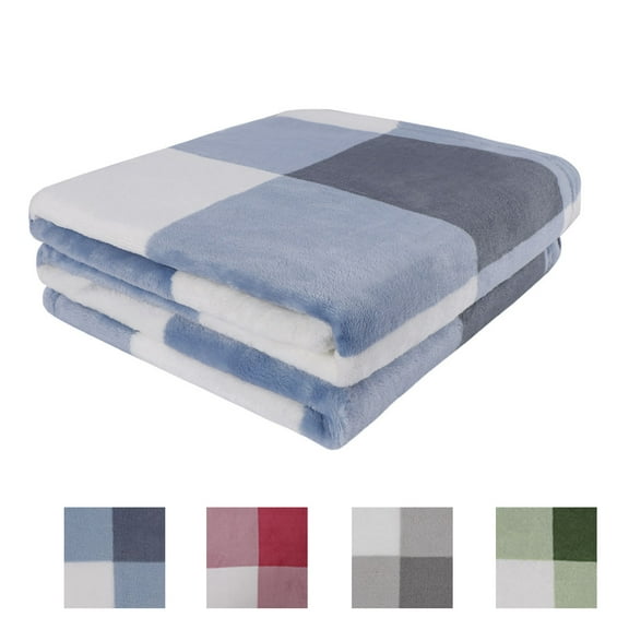 Unique Bargains Plaid Microfiber Plush Lightweight Throw