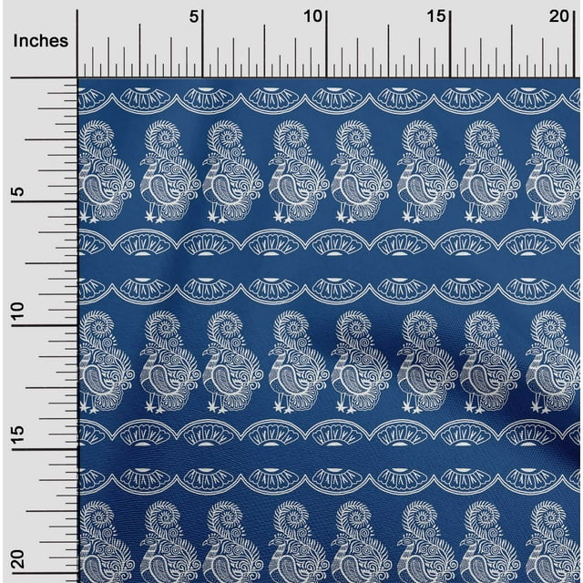 oneOone Cotton Poplin Fabric Floral & Bird Block Print Sewing Fabric BTY 56 Inch Wide