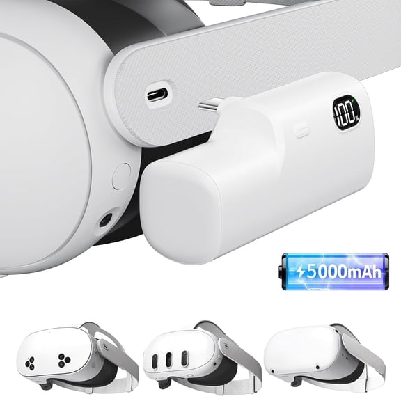 Battery Pack for Meta Quest 3S/3/2, 5000mWh 18W Fast Charging Battery for Oculus Quest 3S/3 Accessories, Extended VR Headset Battery, Lightweight and Portable Charger for Extra 2-4H