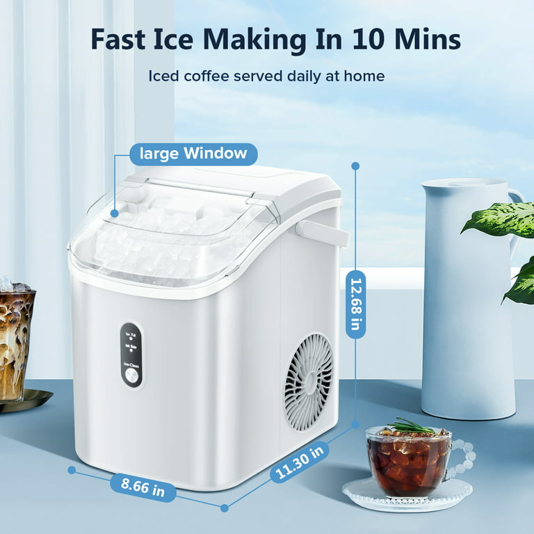ZAFRO Nugget Ice Maker Countertop, Pebble Ice Maker with Self-Cleaning,  35Lbs/24Hrs, Pellet Ice Maker with Ice Basket/Ice Scoop/Ice Bag for  Home/Office/Bar/Part… in 2023