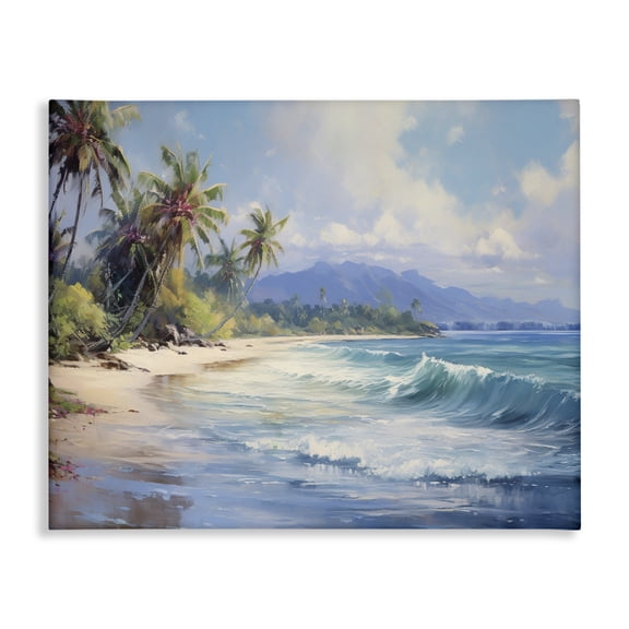 Stupell Industries Coastal Tropical Coast with Rolling Waves Canvas Art, 20 x 16, by Franklyn Gregory