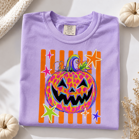 Halloween Shirt, Colorful Jack O Lantern Sweatshirt, Retro Pumpkin Hoodie, Bright Spooky T-Shirt, Fun Halloween Gift for Women and Men