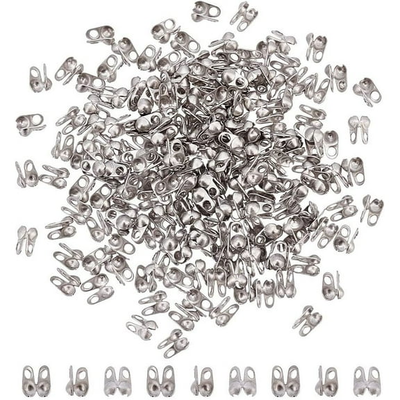 200pcs 4mm Mini Stainless Steel Bead Tips 1mm Small Hole Calotte Ends Clamshell Knot Cover Fold Over Crimp Caps Bead Ends for DIY Bracelet Necklaces Jewelry Craft Making Mixed Color DIY