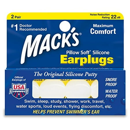 5 Pack - Macks Pillow Soft Silicone Ear Plugs, White - 2 Pairs Each