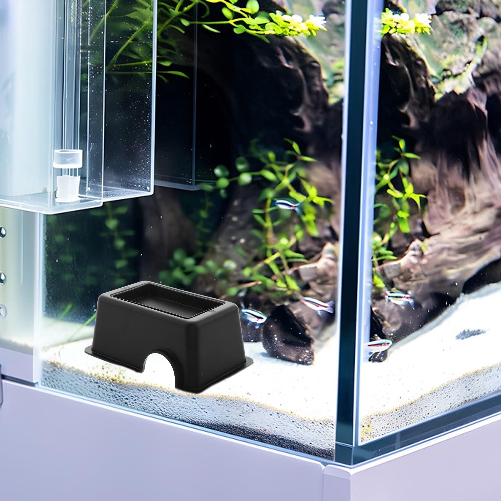 Nicehomfit Natural Habitat Reptile Feeding Tray Black for Snakes and Lizards in Fish Tank