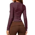 thumbnail image 5 of Garbnen Women's Long Sleeve Shirts Striped Slim Fit Crew Neck Shirts for Women Basic Color Block Fall Winter Fashion Tunics Tops for Women Red XL, 5 of 5