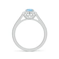 thumbnail image 2 of ANGARA Natural Vintage Style Aquamarine & Diamond Scalloped Halo Ring in 14K White Gold for Women (Size-7x5mm) | March Birthstone, Anniversary, Jewelry Gift for Women | Natural Aquamarine Ring, 2 of 9