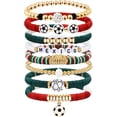 thumbnail image 1 of Yanonmyfd Game Day Bracelets for Women, Stackable Heishi Beaded Stretch Soccer Bracelet Soccer, World Soccer Cup Team Color Accessories & Outfits Jewelry, Soccers Dads Moms Coaches Fans Gifts,M-red, 1 of 16