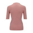 thumbnail image 6 of Women's Short Sleeve Mock Neck Sweater Top Turtleneck Dressy Pullover Knit Shirt Pink L, 6 of 9