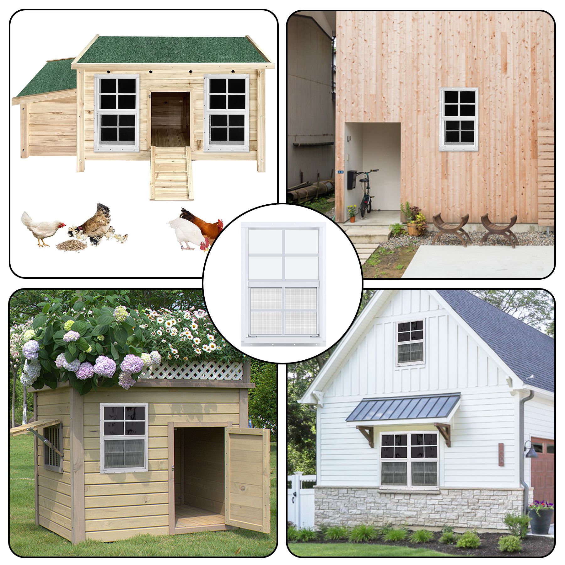 Gaahing Heavy-Duty Aluminum Shed Windows Kit Flush Mount with Tempered Glass & Fiberglass Screens,24" x 36",2-Pack