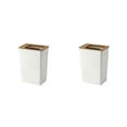 thumbnail image 3 of Kearding Cubo de basura de plástico con tapa de bambú, contenedor blanco de estilo nórdico, pequeña cesta de papel con cubo de basura de L 2Conjunto, 3 of 6