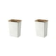 thumbnail image 3 of Naiovety Cubo de basura con tapa de bambú, contenedor de basura blanco de estilo nórdico, papelera delgada, papelera, papelera, hogar, cocina L 2piezas, 3 of 6