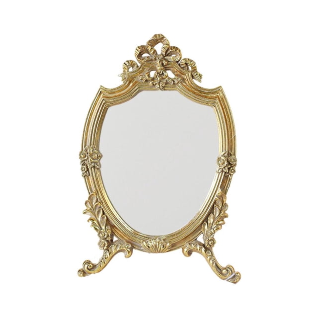 Tabletop Decorativo Espejo Oval con Soporte de Oro Marco Maquilje Espejo Retro Zulema espejo para maquillarse