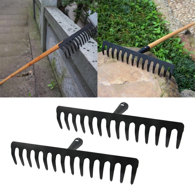 2 Unids / Set Escoba Ventidor Cepillo Limpieza de Césped de Jardín Macarena Cabezal de jardín de rastrillo
