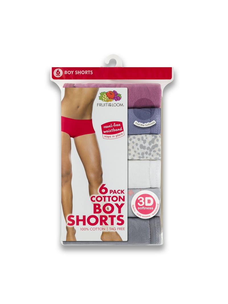 Fruit of the Loom Women's Assorted Cotton Boyshort Panties